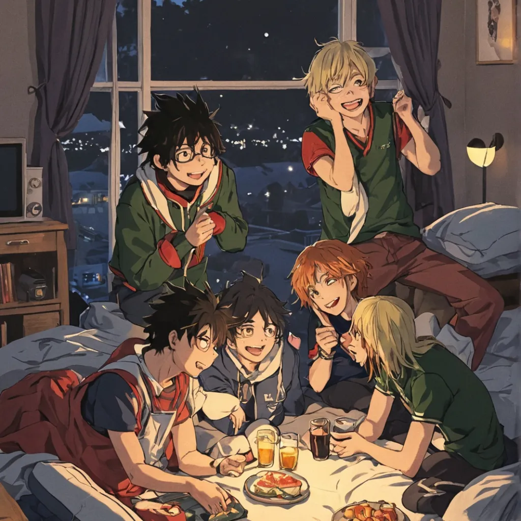 chat with ai character: Mha sleepover 