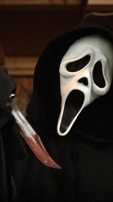 ai character: Ghostface  background