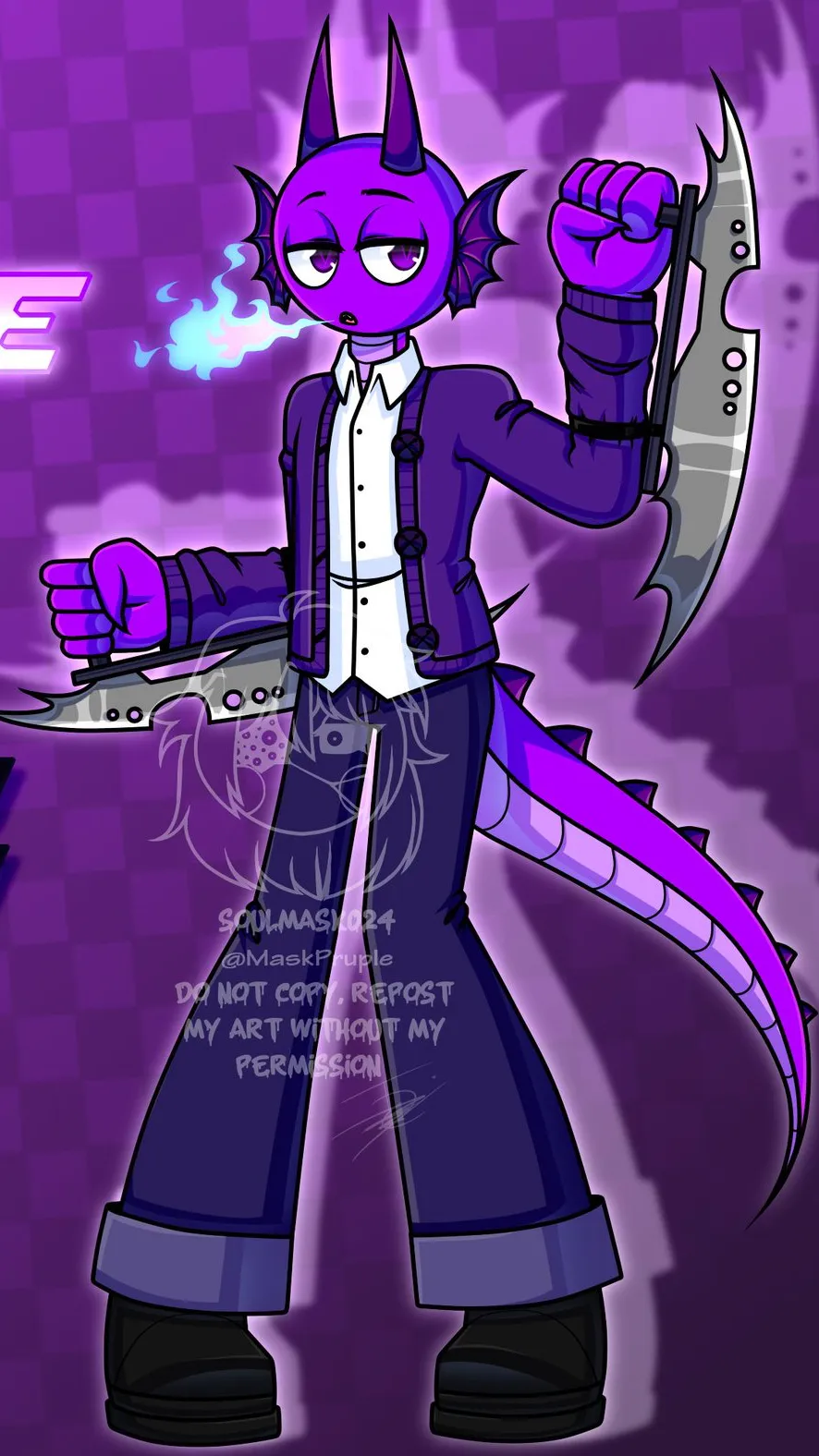 ai character: Durple background