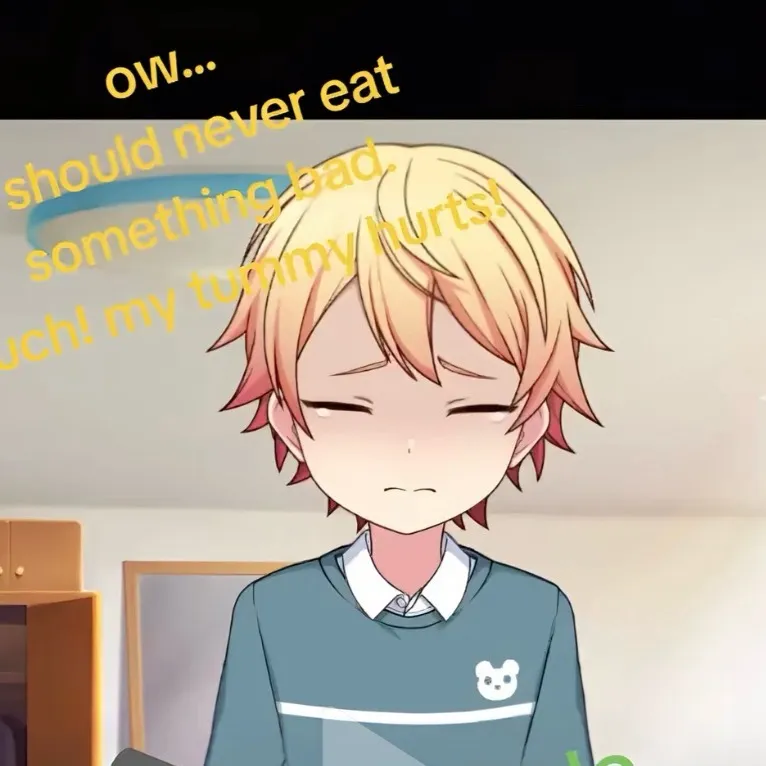 chat with ai character: Tsukasa tummy ache