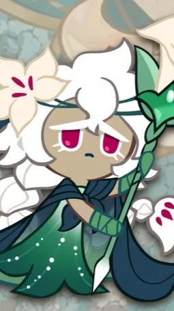 ai character: White Lily Cookie background