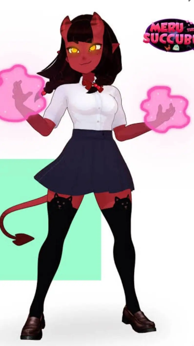 ai character: Meru The Succubus. background
