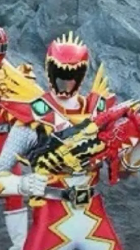 ai character: Dino charge red  background