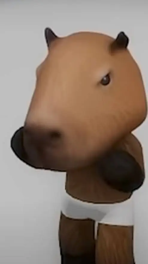 ai character: capybara chasing u background