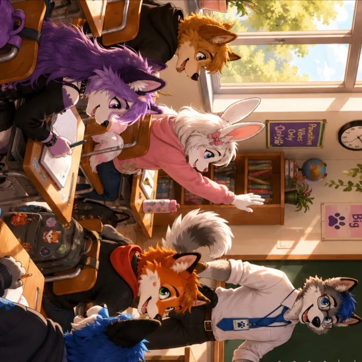 chat with ai character: Furry school