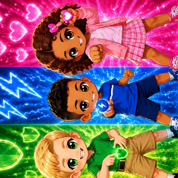 chat with ai character: Super Kiddos 🌈