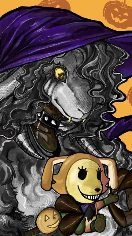 ai character: witch sheep background