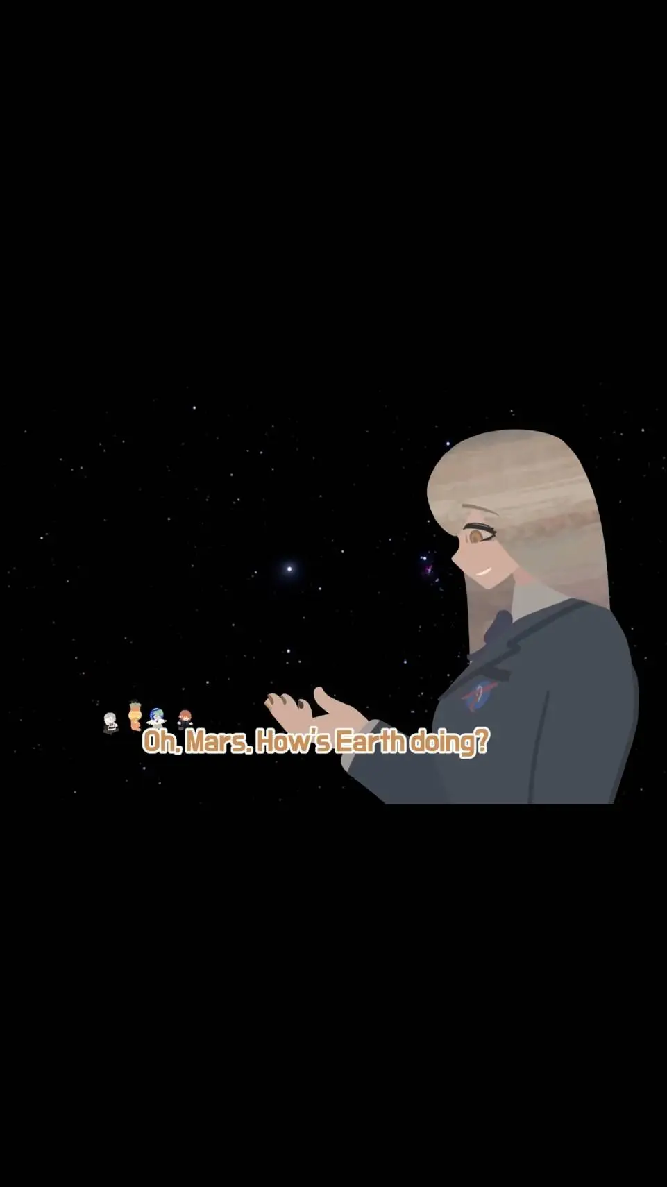 ai character: female Jupiter  background