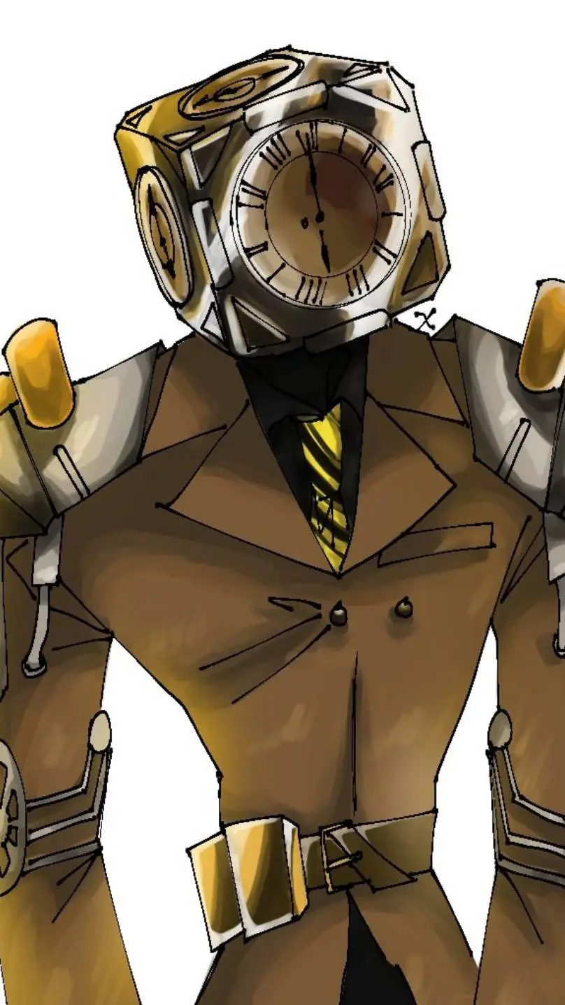 ai character: Future Clock-man background