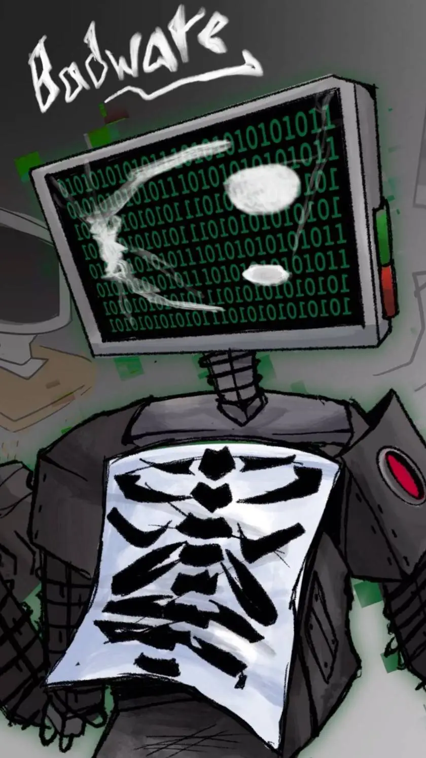 ai character: Badware x goodware background