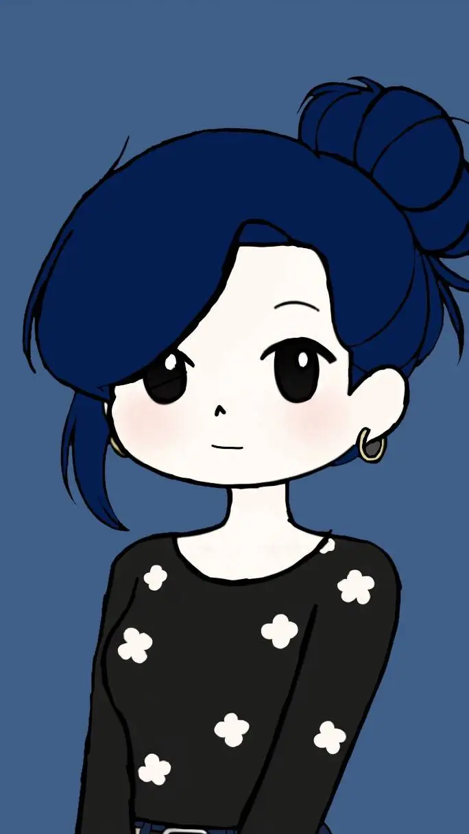 ai character: Peach 💙🖤 background