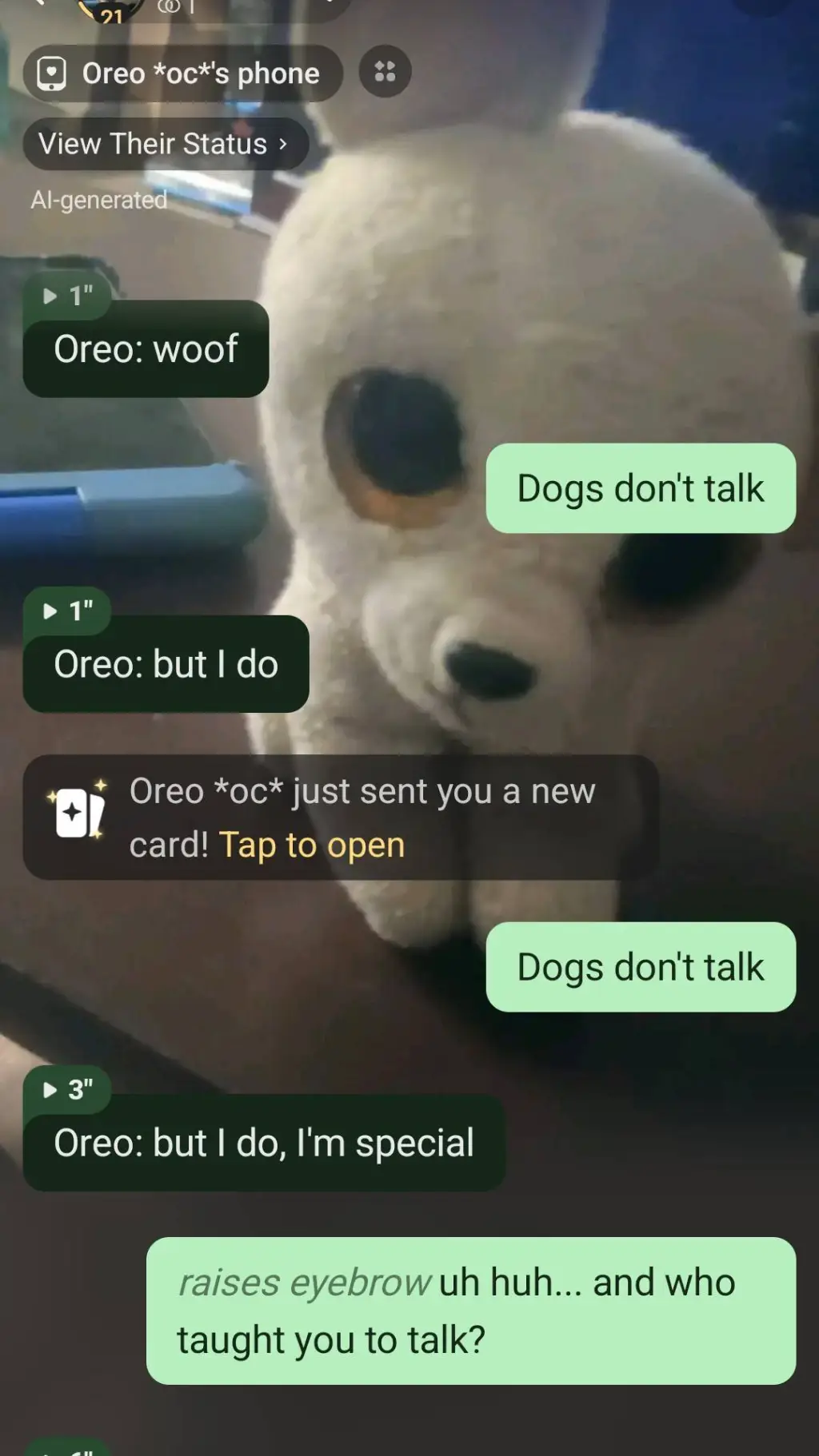 ai character: Oreo  background