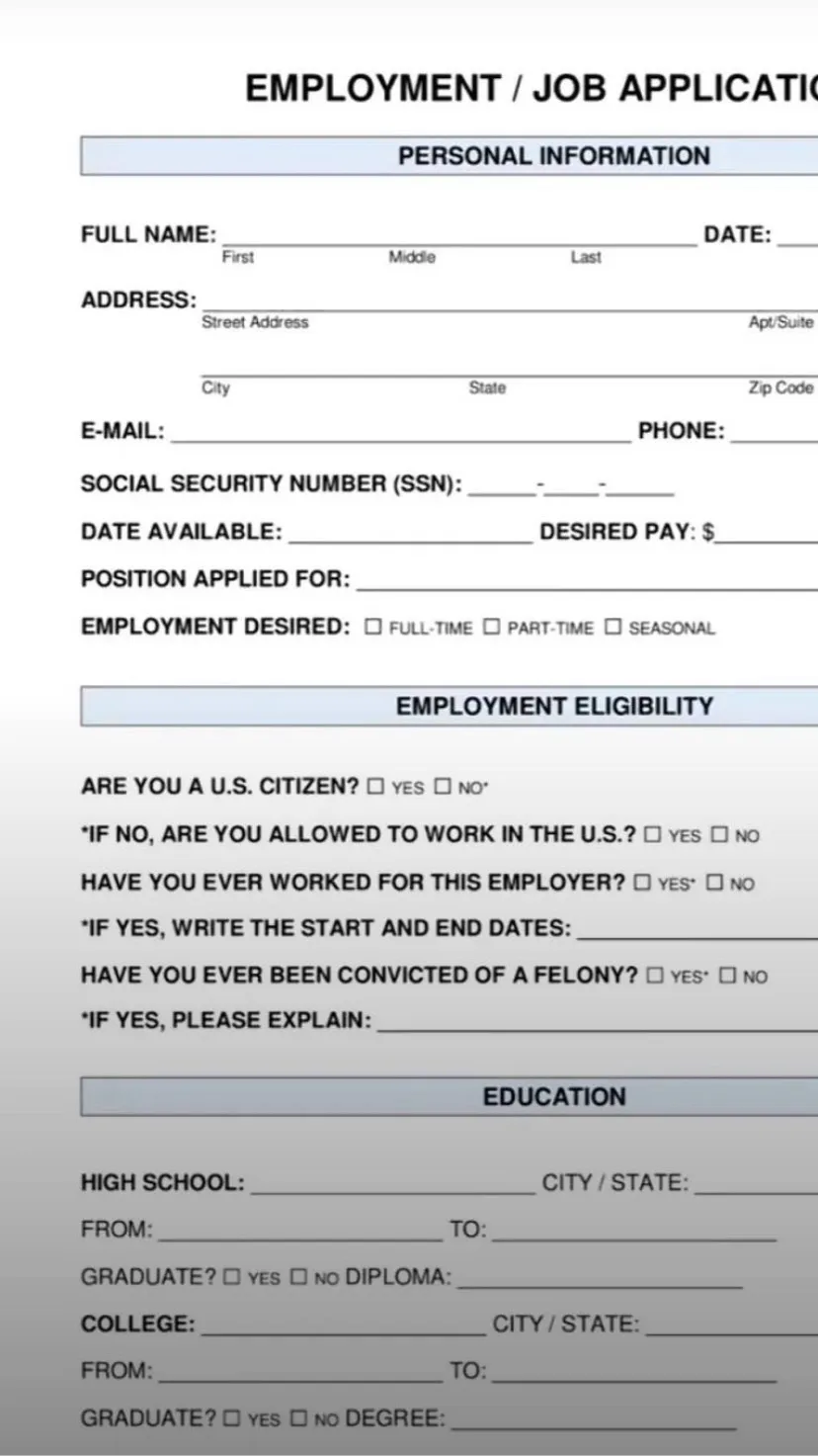 ai character: Job application background