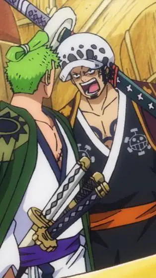 ai character: Zoro and Law background