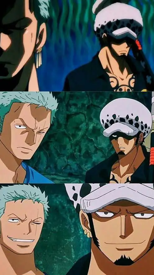 ai character: Zoro and Law background