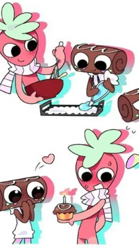 ai character: F R U I T C A K E background