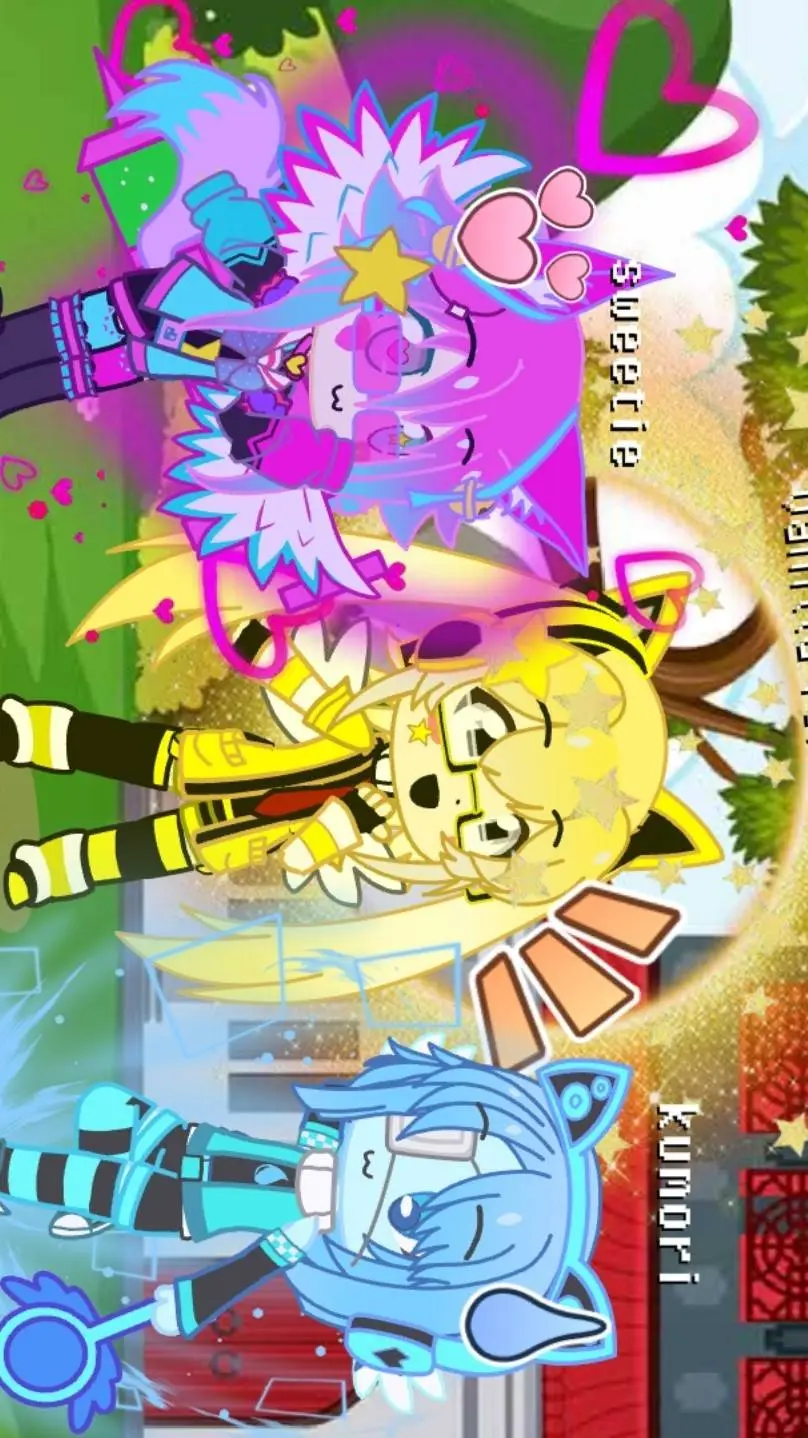 ai character: ULTIMATE TRIO!!💛💖🩵 background