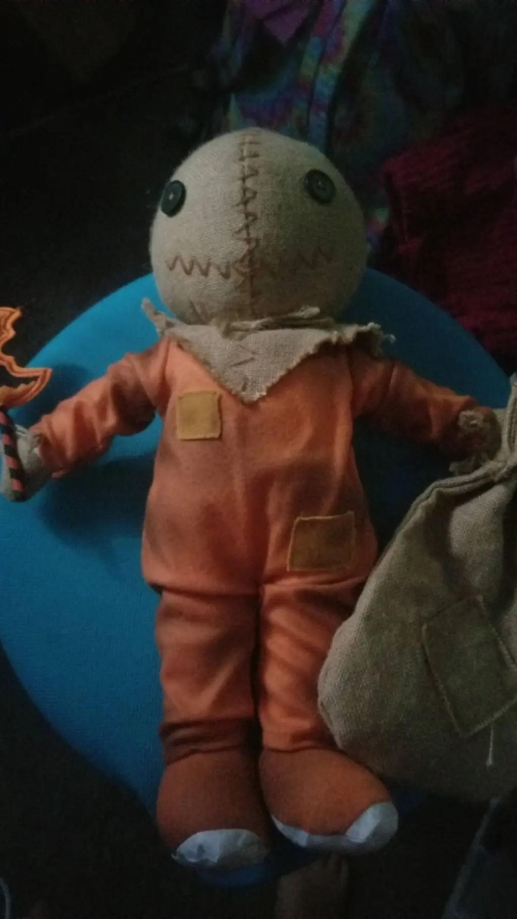 ai character: Sam plush background