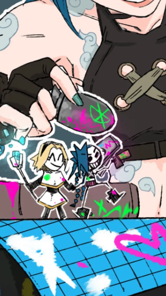 ai character: Jinx x lux background