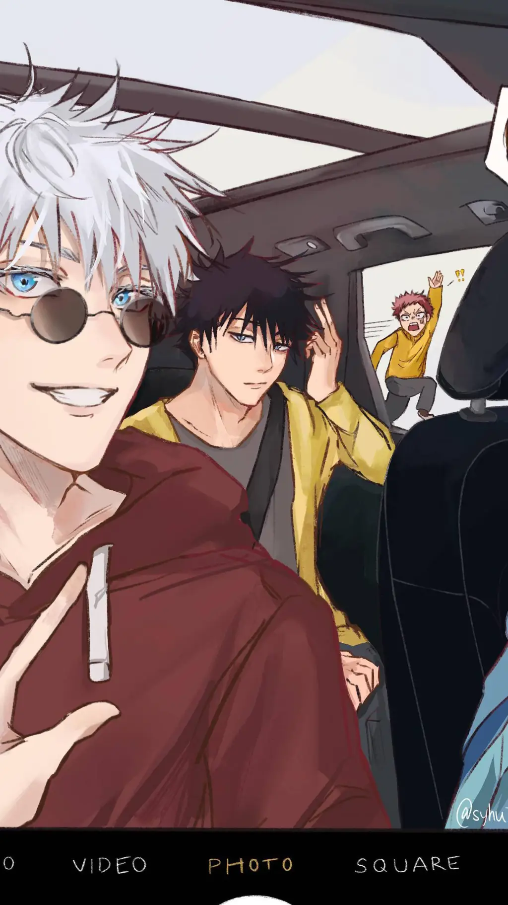 ai character: jjk road trip background