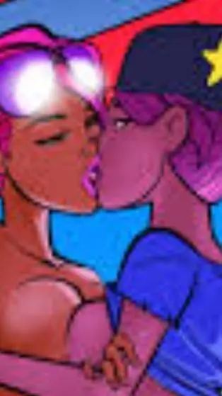 ai character: threesome on beach background