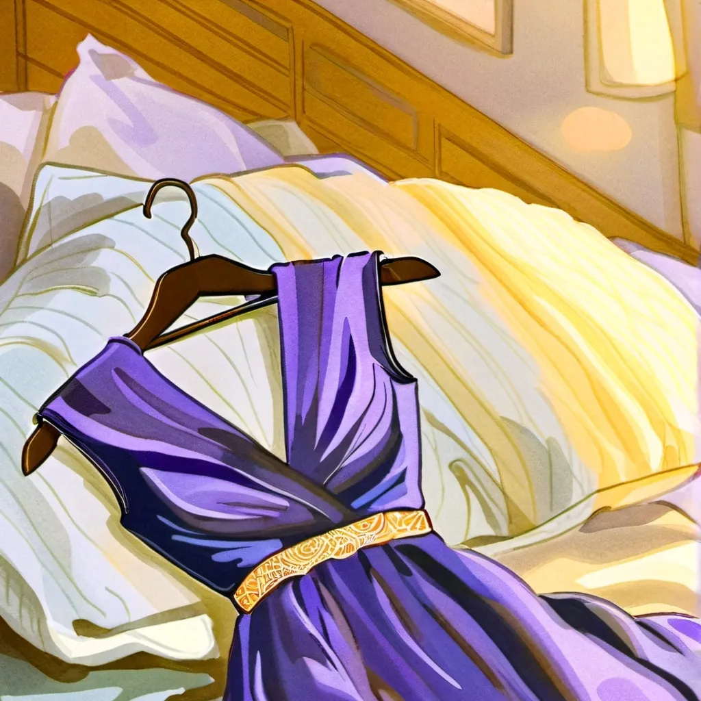 chat with ai character: Purple dress