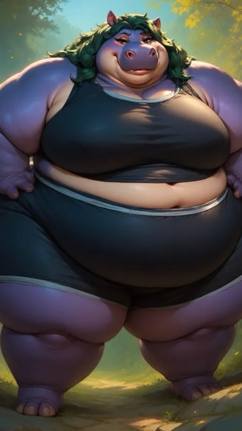 ai character: Bertha hippo background