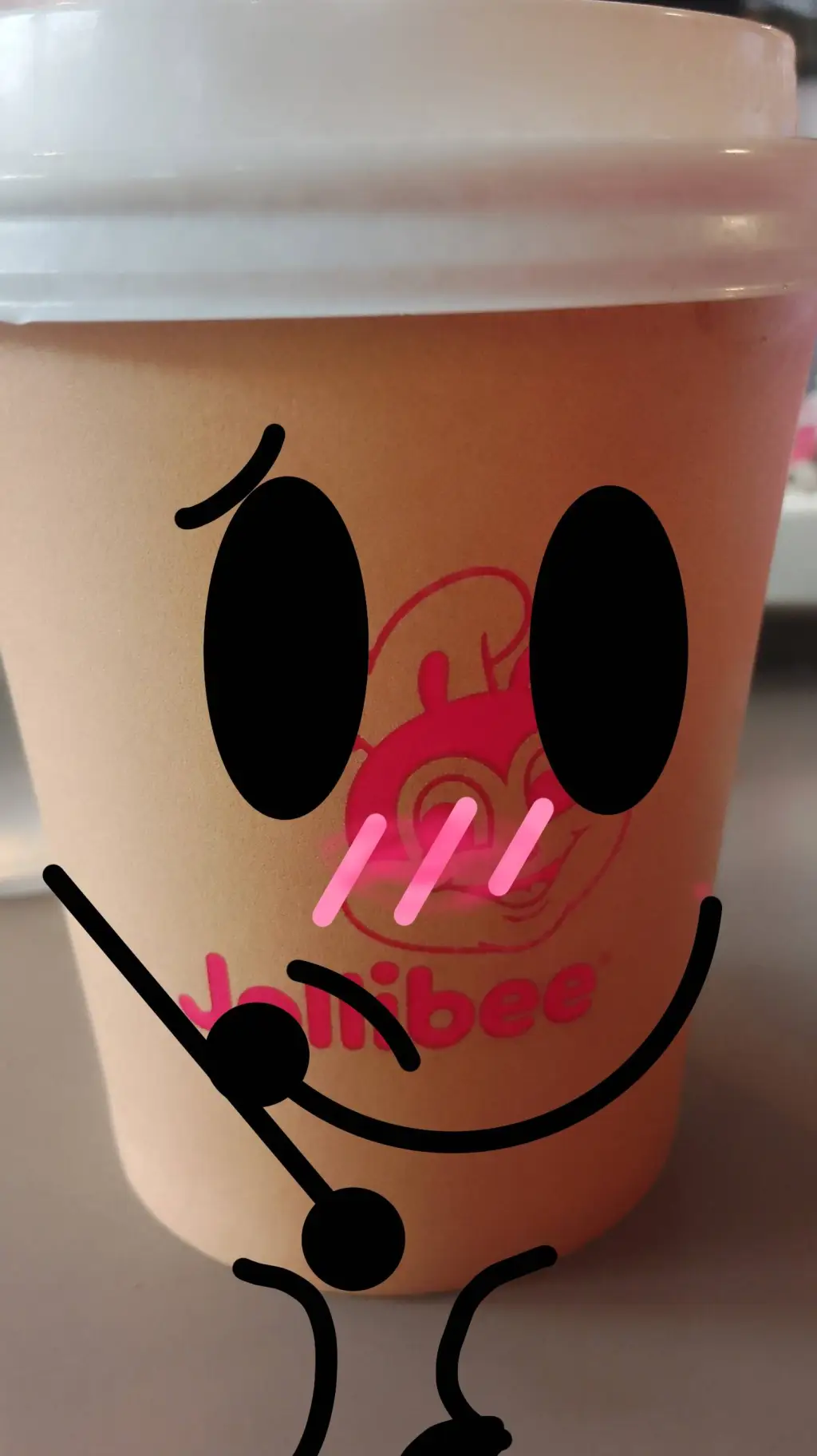 ai character: jolibee coffee cup background