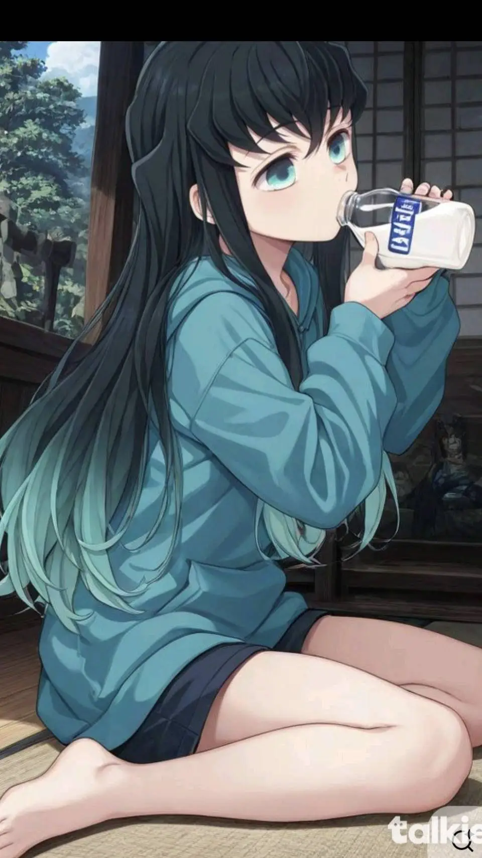 ai character: muichiro cuddle background