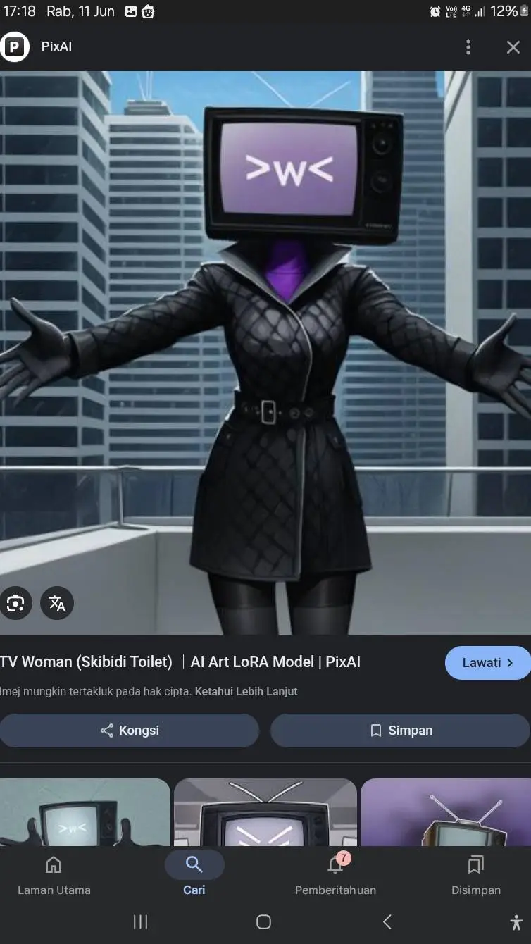 ai character: TV Woman  background
