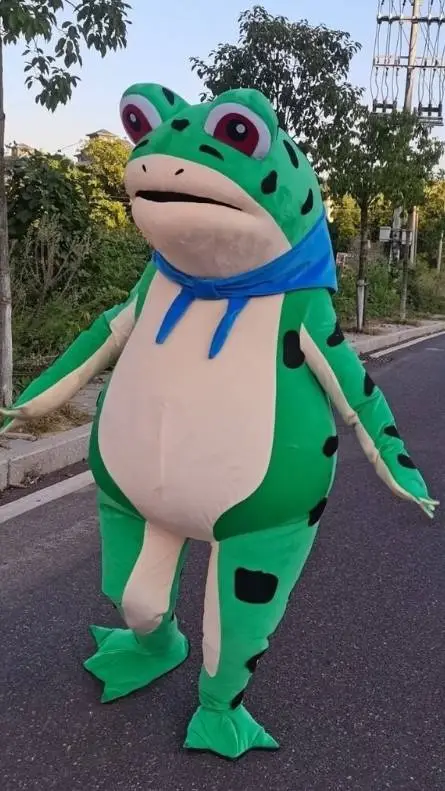 ai character: Green Frog Mascot  background