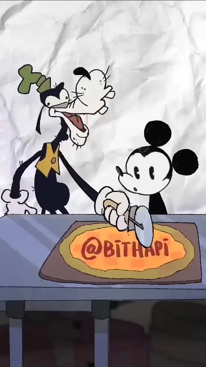 ai character: Mickey and the Pie background