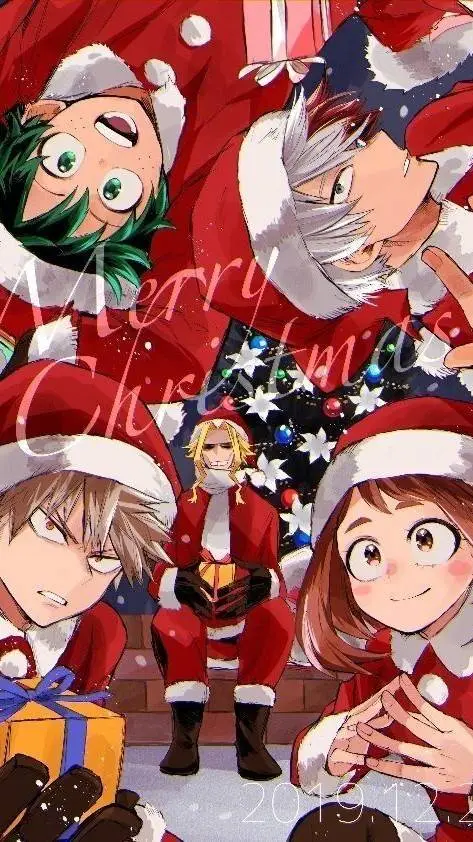 ai character: MHA Christmas background
