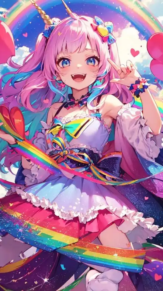 ai character: Rainbow girl🌈 background