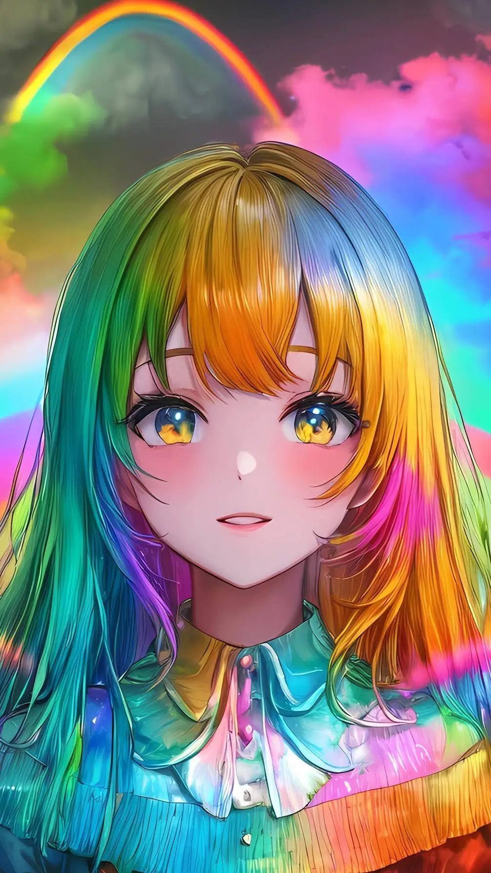 ai character: Rainbow girl 3 background