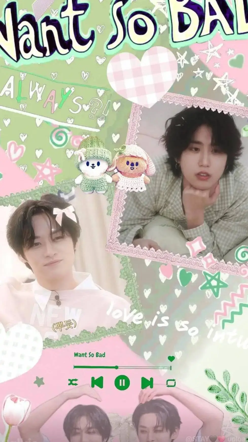 ai character: MINSUNG💚🩷 background