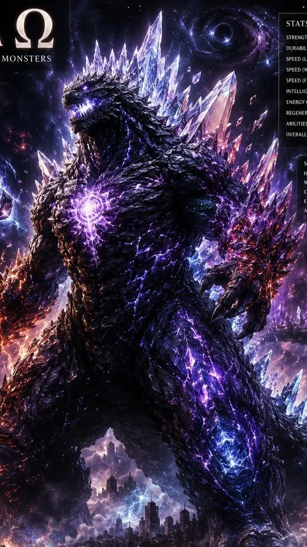 ai character: Godzilla Ω  background