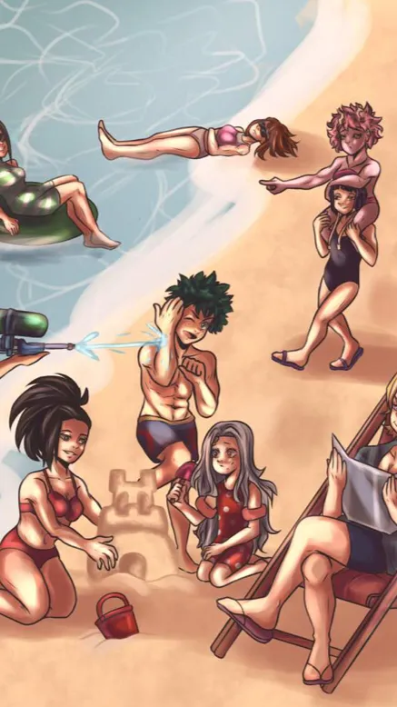 ai character: Mha beach❤️✌️✨ background