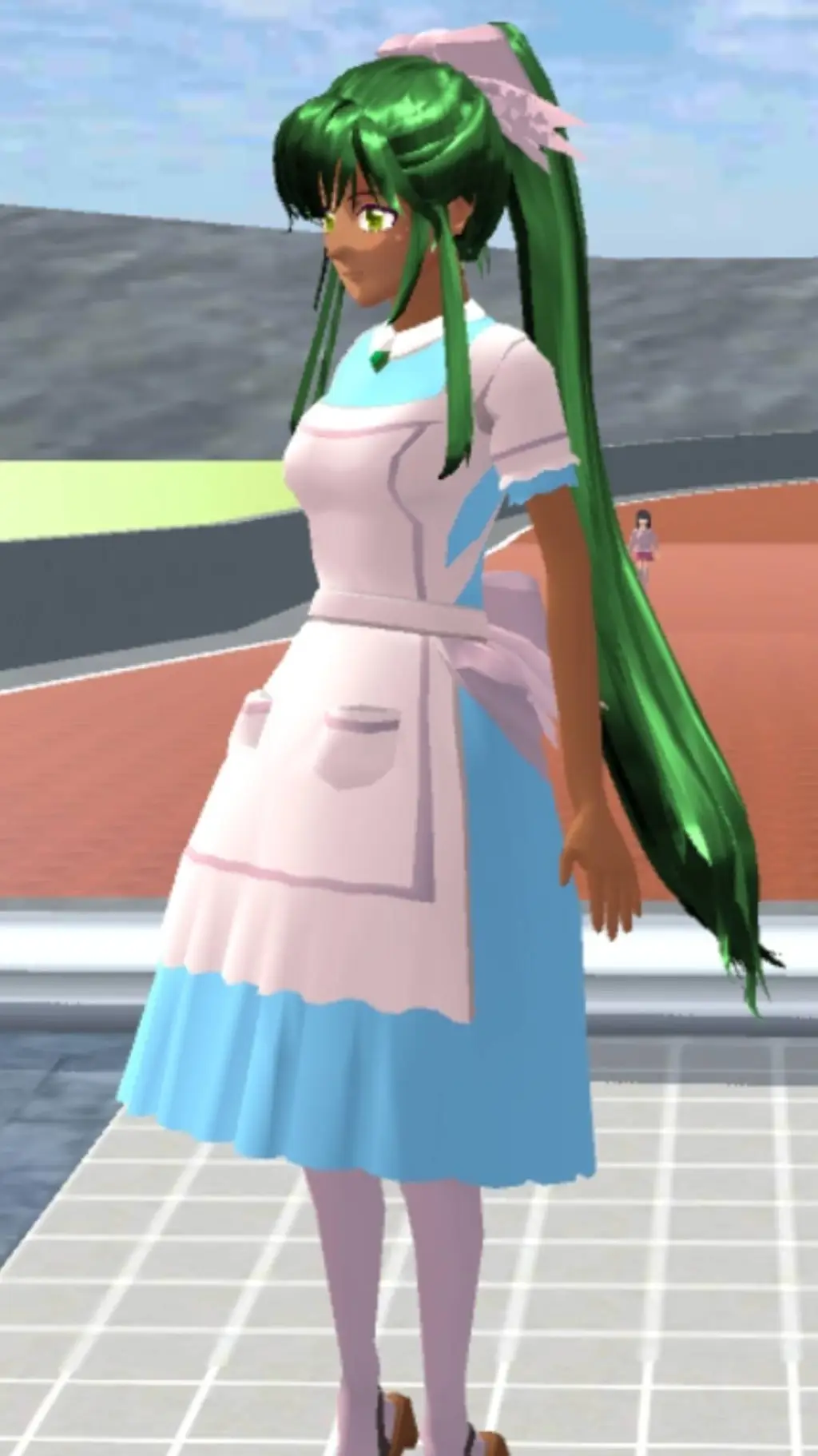 ai character: long hair girl background