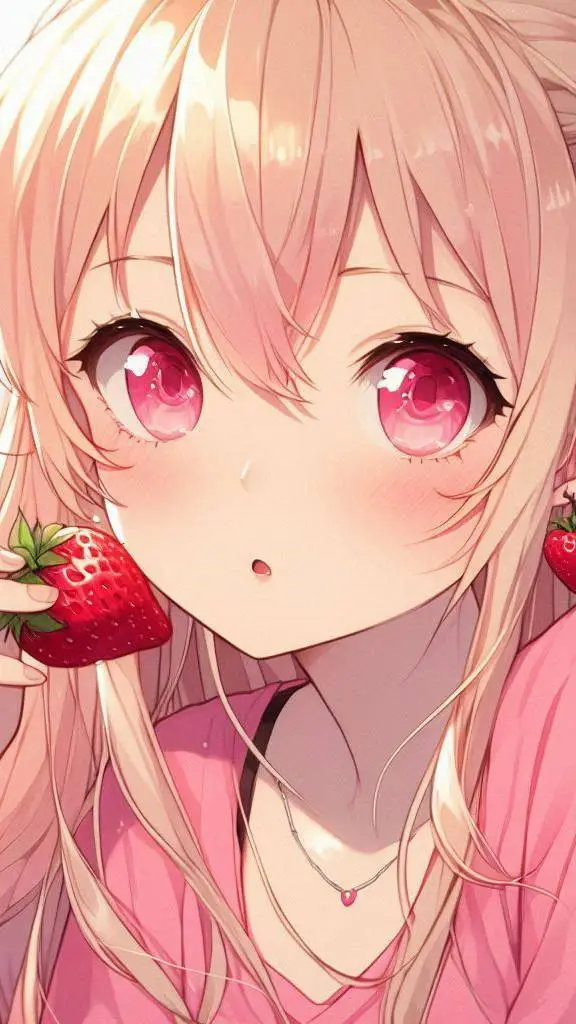 ai character: Strawberry background