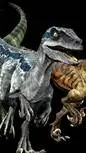 ai character: Velociraptor blue background