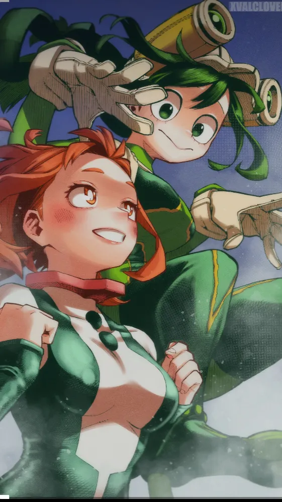 ai character: Tsuyu x Uraraka  background