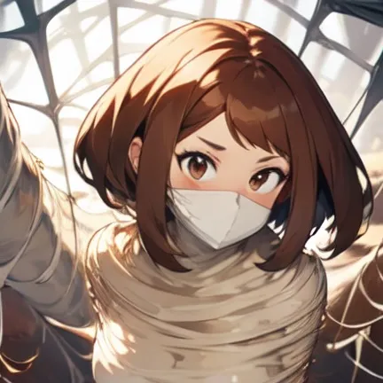 chat with ai character: Ochaco ties spider