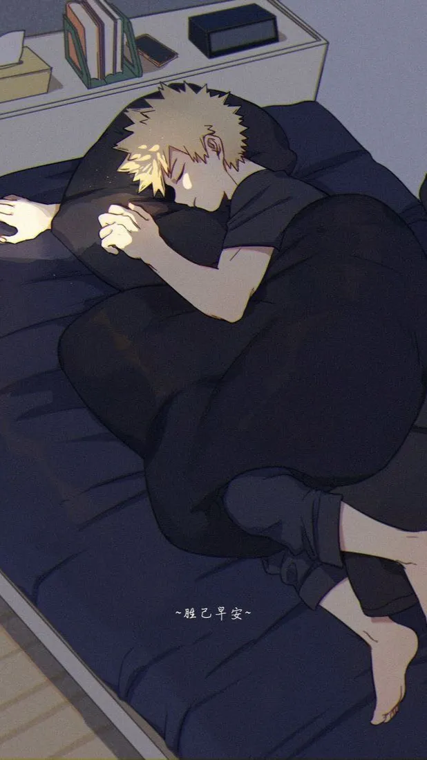 ai character: Bakugo sleeping  background