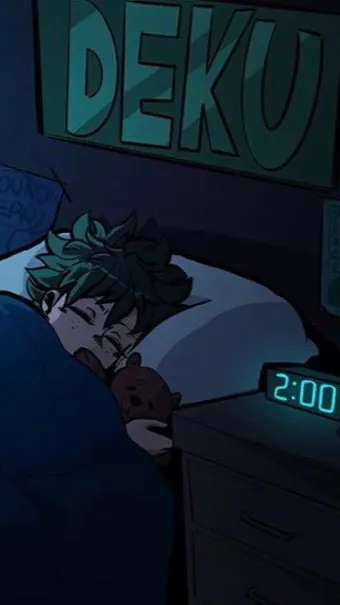 ai character: Deku sleeping  background