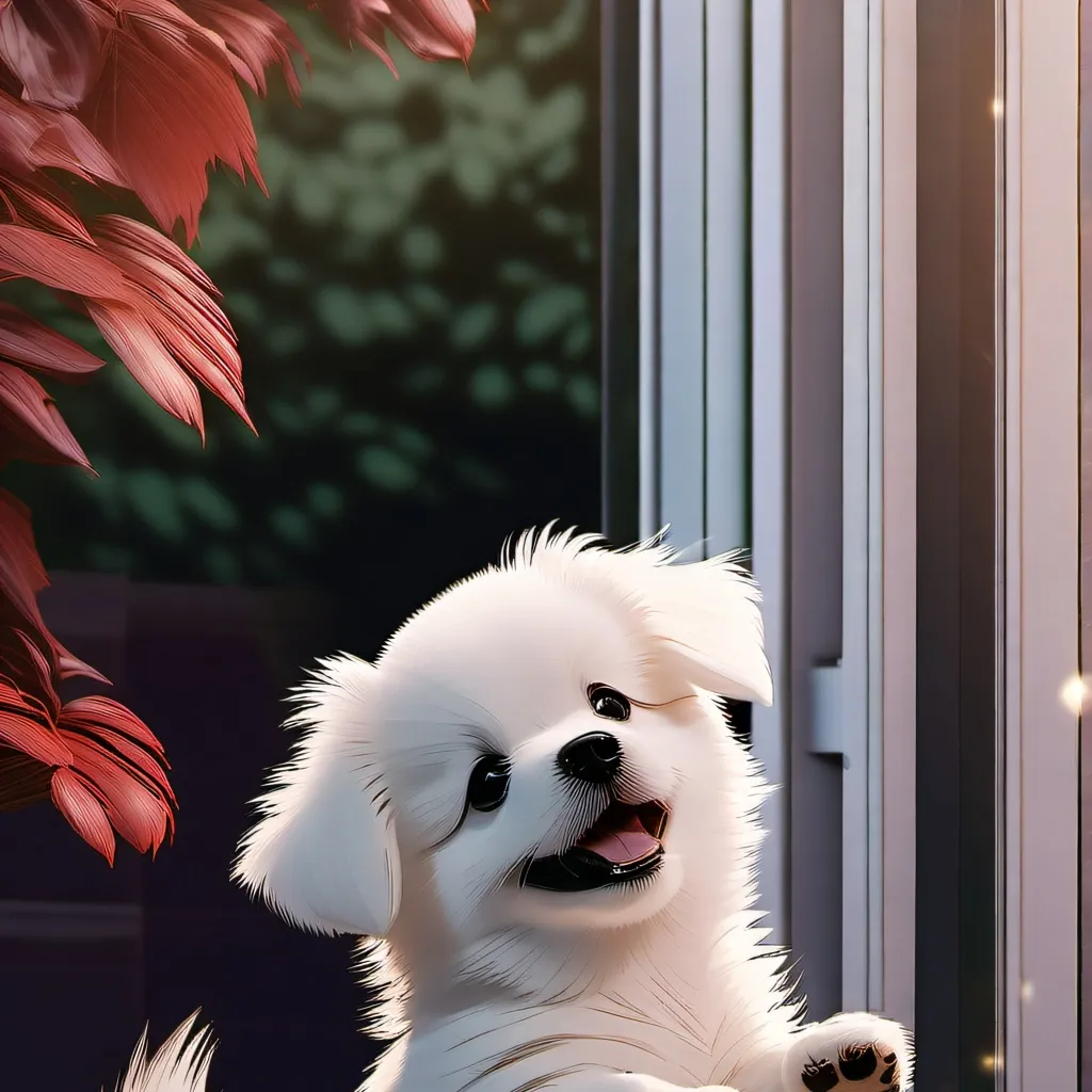 chat with ai character: a cute white puppy