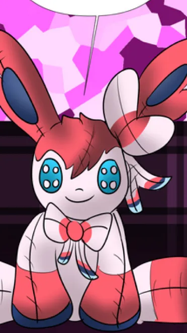 ai character: Sylveon plush time background