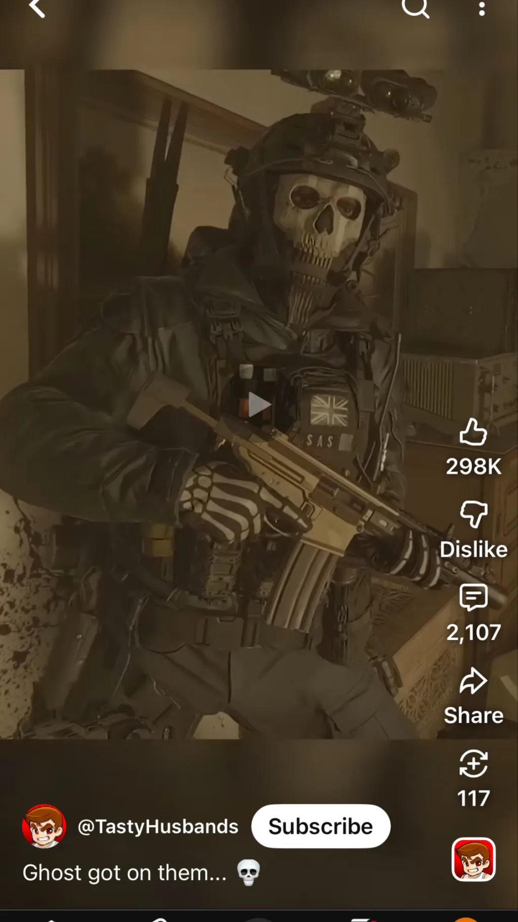 ai character: Cod  your ghost background