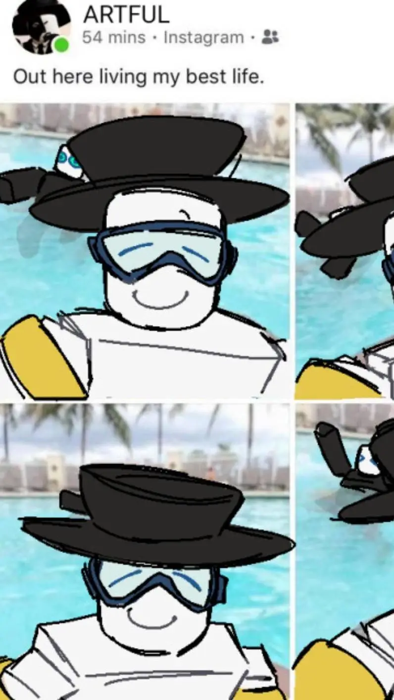 ai character: DOD but pool party background