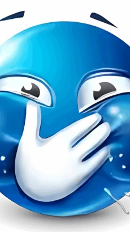 ai character: laughing blue guy background